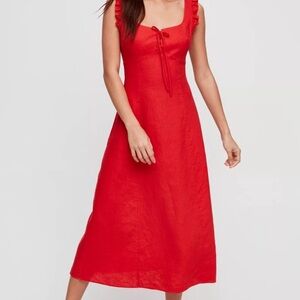 Aritzia Wilfred Red Linen Dress